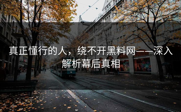 真正懂行的人，绕不开黑料网——深入解析幕后真相