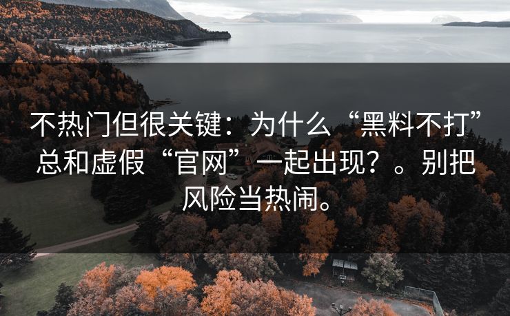 不热门但很关键：为什么“黑料不打”总和虚假“官网”一起出现？。别把风险当热闹。